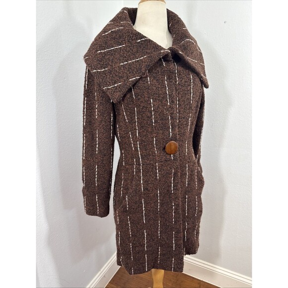 Anya Ponorovskaya Trench‎ Coat Womens 8 Wool Tweed Jacket - Picture 3 of 11